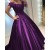 Ball Gown Off-the-Shoulder Purple Long Lace Prom Formal Evening Party Dresses 3020858