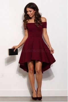 High Low Off-the-Shoulder Short Prom Homecoming Cocktail Graduation Dresses 3020862
