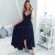 High Low V-Neck Navy Blue Chiffon Prom Formal Evening Party Dresses 3020875