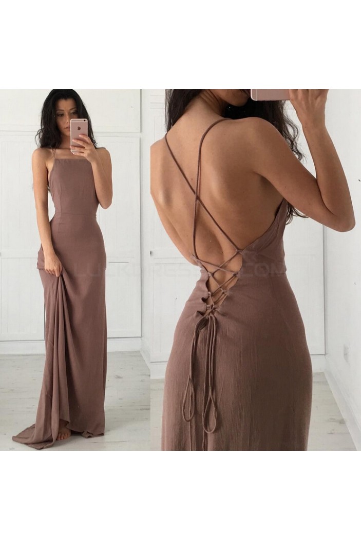 Long Spaghetti Straps Chiffon Prom Formal Evening Party Dresses 3020881