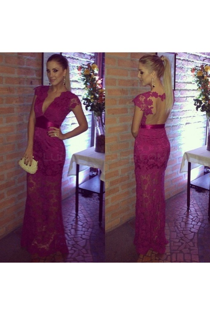 Mermaid V-Neck Lace Long Prom Formal Evening Party Dresses 3020932