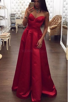 A-Line Long Red Sweetheart Prom Formal Evening Party Dresses 3020953