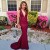 Deep V-Neck Halter Mermaid Long Burgundy Prom Formal Evening Party Dresses 3020957