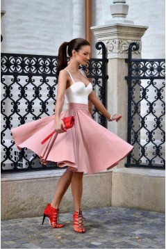 Spaghetti Straps Short White Pink Prom Homecoming Cocktail Graduation Dresses 3020965