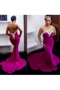 Sexy Mermaid Beaded Long Purple Prom Formal Evening Party Dresses 3020968