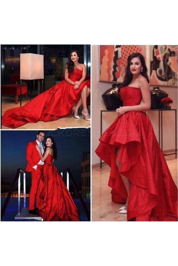 High Low Strapless Red Prom Formal Evening Party Dresses 3020974