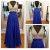 A-Line V-Neck Long Blue Beaded Prom Formal Evening Party Dresses 3020988
