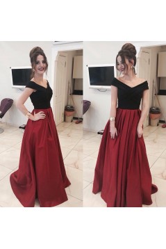 A-Line Long Prom Dresses Off-the-Shoulder Evening Gowns 601006