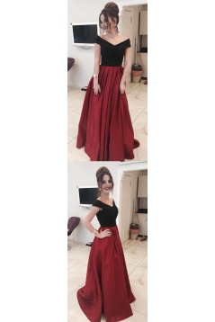 A-Line Long Prom Dresses Off-the-Shoulder Evening Gowns 601006