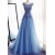 A-Line Long Blue Lace Prom Dresses Formal Evening Dresses 601015