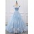 Ball Gown Lace Off-the-Shoulder Long Blue Prom Dresses Formal Evening Dresses 601023