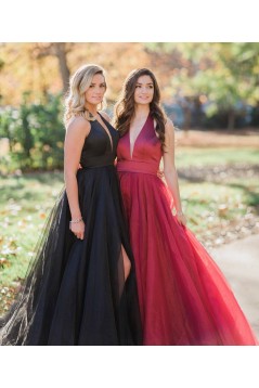 A-Line V-Neck Long Prom Dresses Formal Evening Dresses 601041
