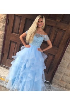 Beaded Off-the-Shoulder Long Prom Dresses Formal Evening Dresses 601045