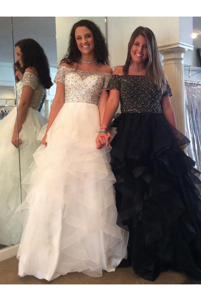 Beaded Off-the-Shoulder Long Prom Dresses Formal Evening Dresses 601045