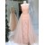 Long Pink Lace Tulle Prom Dresses Formal Evening Dresses 601049
