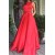 A-Line Long Red Beaded Prom Dresses Formal Evening Dresses 601060