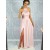 Long Pink Lace Chiffon Prom Dresses Formal Evening Dresses 601064