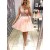 A-Line Short Pink Lace Prom Dresses Formal Evening Dresses 601073