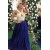 Beaded Lace Blue White Long Prom Dresses Formal Evening Dresses 601091