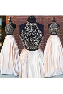Beaded Two Pieces Long Prom Dresses Formal Evening Dresses 601104