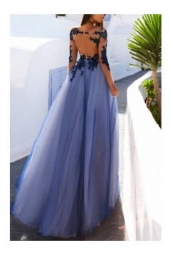 Lace Long Sleeves See Through Prom Dresses Formal Evening Dresses 601117