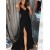 Simple Stunning V-Neck Long Black Prom Dresses Formal Evening Dresses 601118