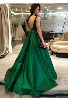 A-Line Beaded Long Prom Dresses Formal Evening Dresses 601139