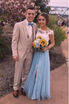 Elegant Beaded Lace Two Pieces Prom Dresses Formal Evening Dresses 601145