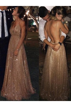 Sexy Sparkly V-Neck Long Prom Dresses Formal Evening Dresses 601147