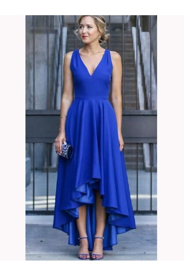 A-Line V-Neck High Low Prom Dresses Formal Evening Dresses 601159