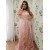 Long Beaded V-Neck Lace Chiffon Plus Size Prom Dresses Formal Evening Dresses 601168