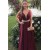 A-Line V-Neck Beaded Long Prom Dresses Formal Evening Dresses 601180