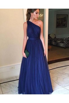 A-Line One-Shoulder Long Prom Dresses Formal Evening Dresses 601181