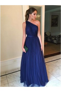 A-Line One-Shoulder Long Prom Dresses Formal Evening Dresses 601181