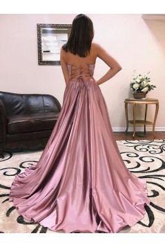 A-Line V-Neck Long Prom Dresses Formal Evening Dresses 601188