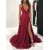 Halter Lace V-Neck Long Prom Dresses Formal Evening Dresses 601193