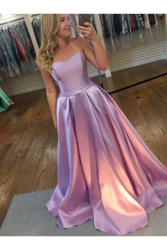 A-Line Strapless Long Prom Dresses Formal Evening Dresses 601200
