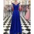 A-Line V-Neck Off-the-Shoulder Long Prom Dresses Formal Evening Dresses 601213