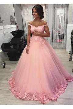 Ball Gown Off-the-Shoulder Lace Long Prom Dresses Formal Evening Dresses 601227