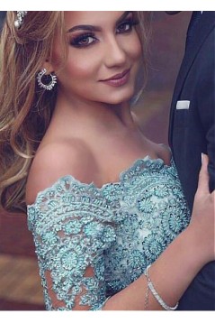 Beaded Lace Chiffon Off-the-Shoulder Long Prom Dresses Formal Evening Dresses 601231