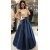 A-Line Beaded Long Prom Dresses Formal Evening Dresses 601244