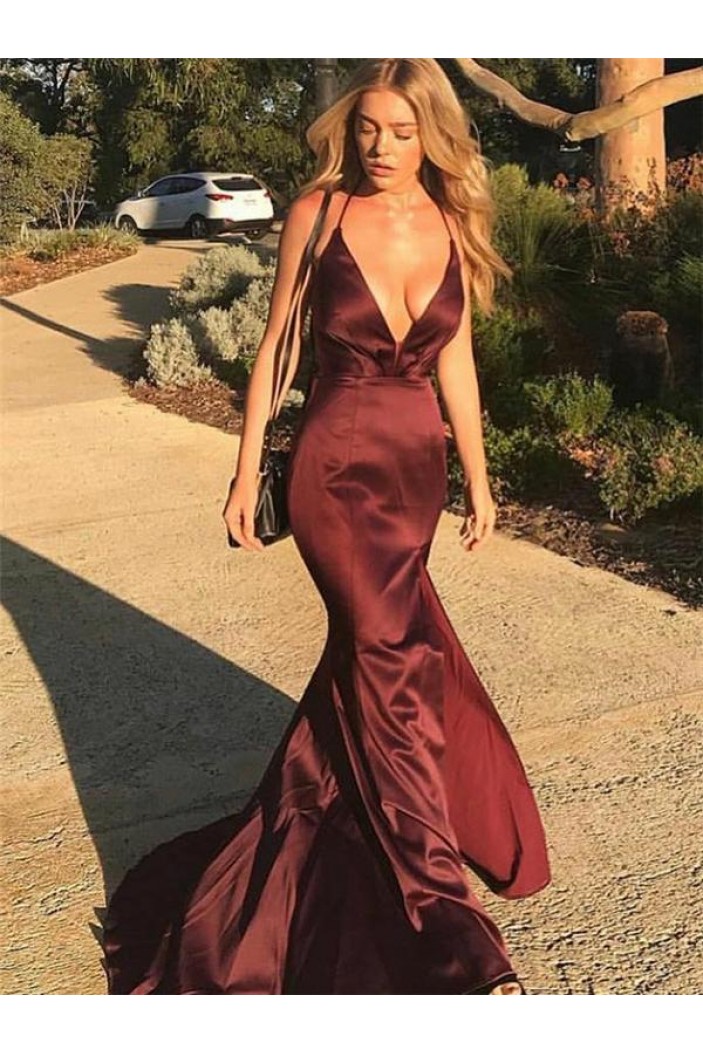 Sexy Mermaid V-Neck Long Prom Dresses Formal Evening Dresses 601252