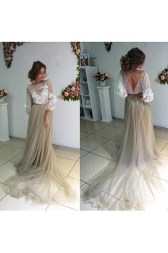 Lace and Tulle Long Prom Dresses Formal Evening Dresses 601268