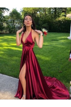 A-Line V-Neck Long Prom Dresses Formal Evening Dresses 601282