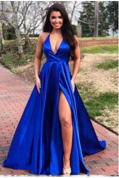 A-Line V-Neck Long Prom Dresses Formal Evening Dresses 601282