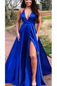 A-Line V-Neck Long Prom Dresses Formal Evening Dresses 601282