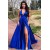 A-Line V-Neck Long Prom Dresses Formal Evening Dresses 601282