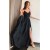A-Line Spaghetti Straps Lace Long Black Prom Dresses Formal Evening Dresses 601285