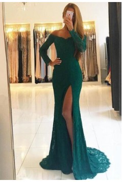 Mermaid Off-the-Shoulder Lace Long Sleeves Prom Dresses Formal Evening Dresses 601288