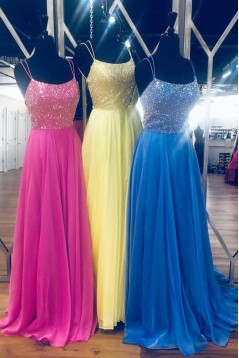 A-Line Chiffon Long Prom Dresses Formal Evening Dresses 601317